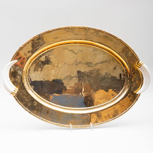 BRASS TRAY WITH COMPOSITE BOAR