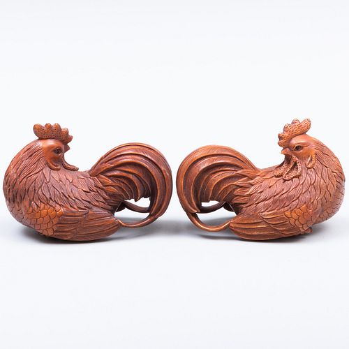 CHINESE CARVED BOXWOOD MODELS OF