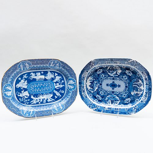 TWO ENGISH BLUE AND WHITE PEARLWARE