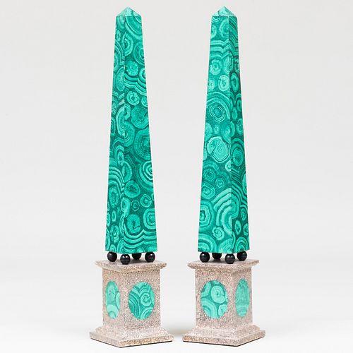 PAIR OF TROMPE L OEIL FAUX MALACHITE 3b7631