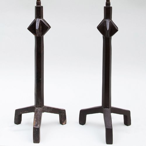 PAIR OF GIACOMETTI STYLE BRONZE 3b7644