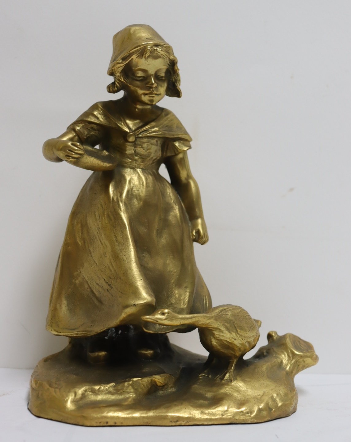 LANDUC SIGNED GILT BRONZE SCULPTURE.