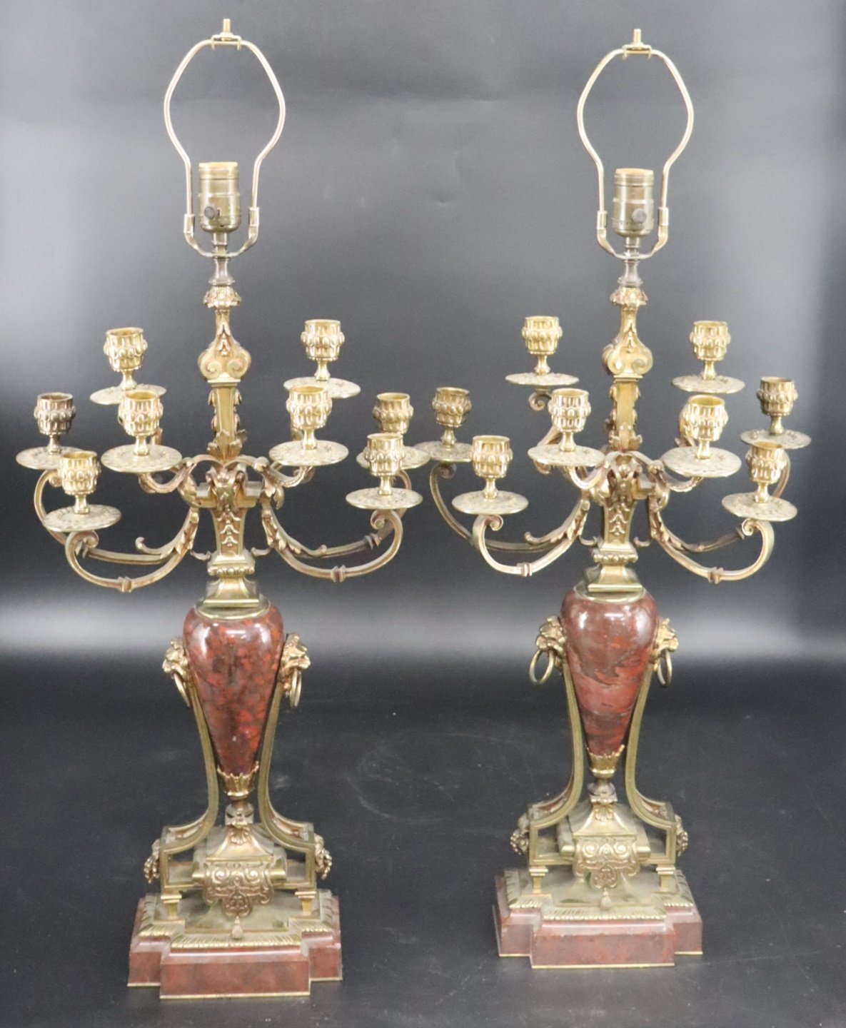 ANTIQUE PAIR OF BRONZE & ROUGE