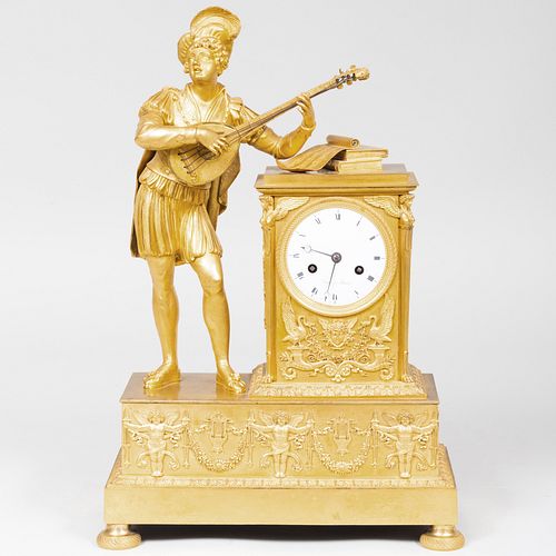 EMPIRE ORMOLU FIGURAL MANTEL CLOCKDial