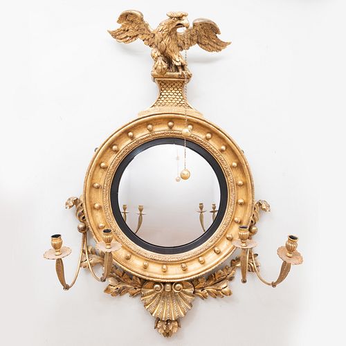 FINE AND LARGE REGENCY GILTWOOD CONVEX