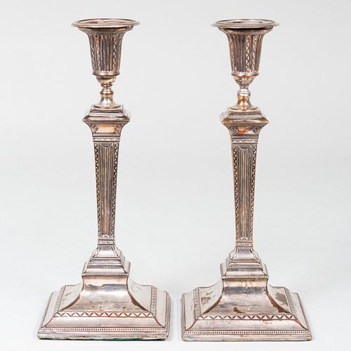 PAIR OF SHEFFIELD PLATE CANDLESTICKS11