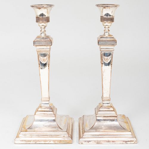 PAIR OF SHEFFIELD PLATE CANDLESTICKS11