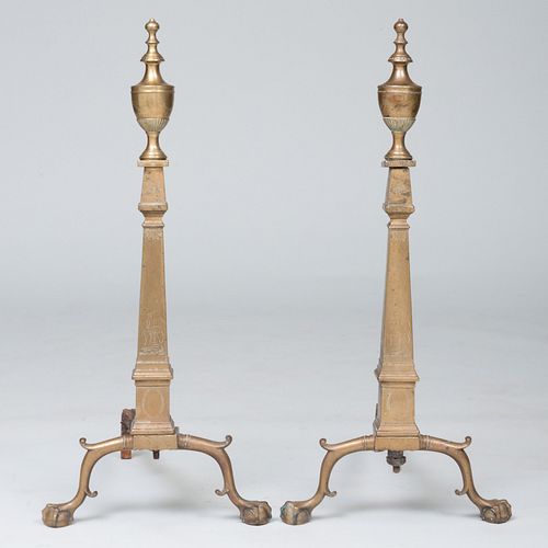 PAIR OF FEDERAL STYLE TALL BRASS 3b7702