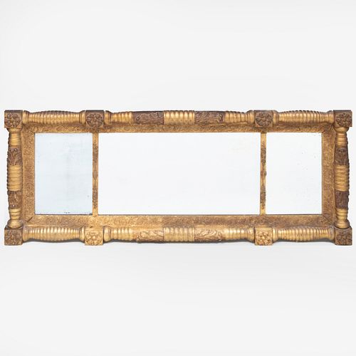 CLASSICAL GILTWOOD THREE PART OVERMANTLE