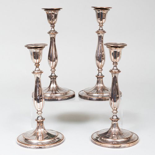SET OF FOUR SHEFFIELD PLATE CANDLE 3b7728