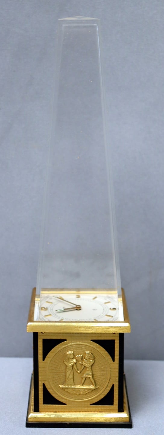 LECOULTRE OBELISK CLOCK WITH BOX