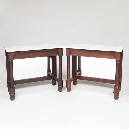 PAIR OF FEDERAL MAHOGANY PIER TABLESFitted
