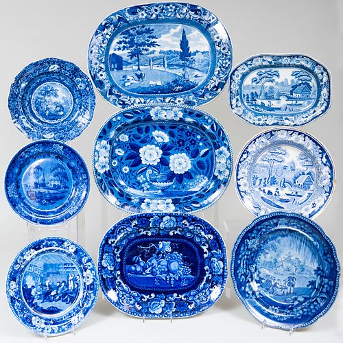 GROUP OF ENGLISH TRANSFERWARE PLATTERS 3b7750