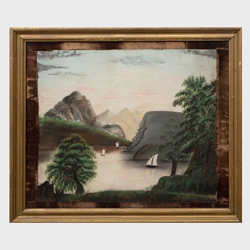 AMERICAN SCHOOL RIVER LANDSCAPEChalk 3b775c