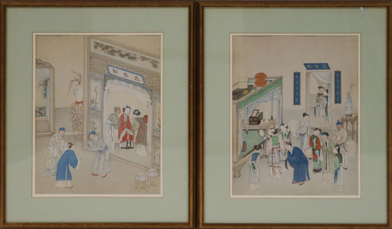 PAIR OF FRAMED CHINESE WATERCOLOR 3b779a