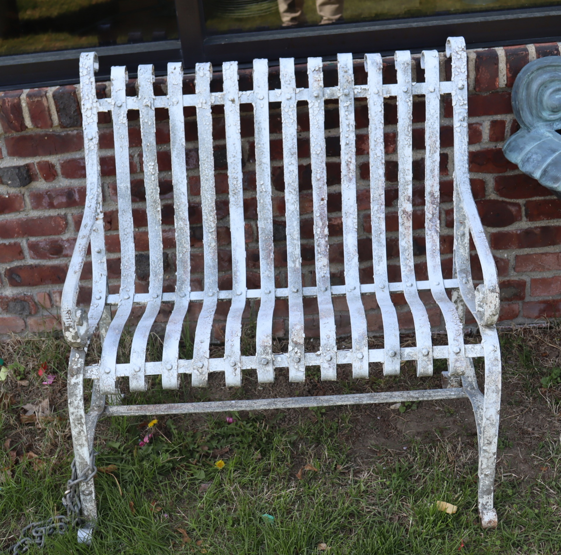 ANTIQUE WHITE PAINTED WROUGHT IRON