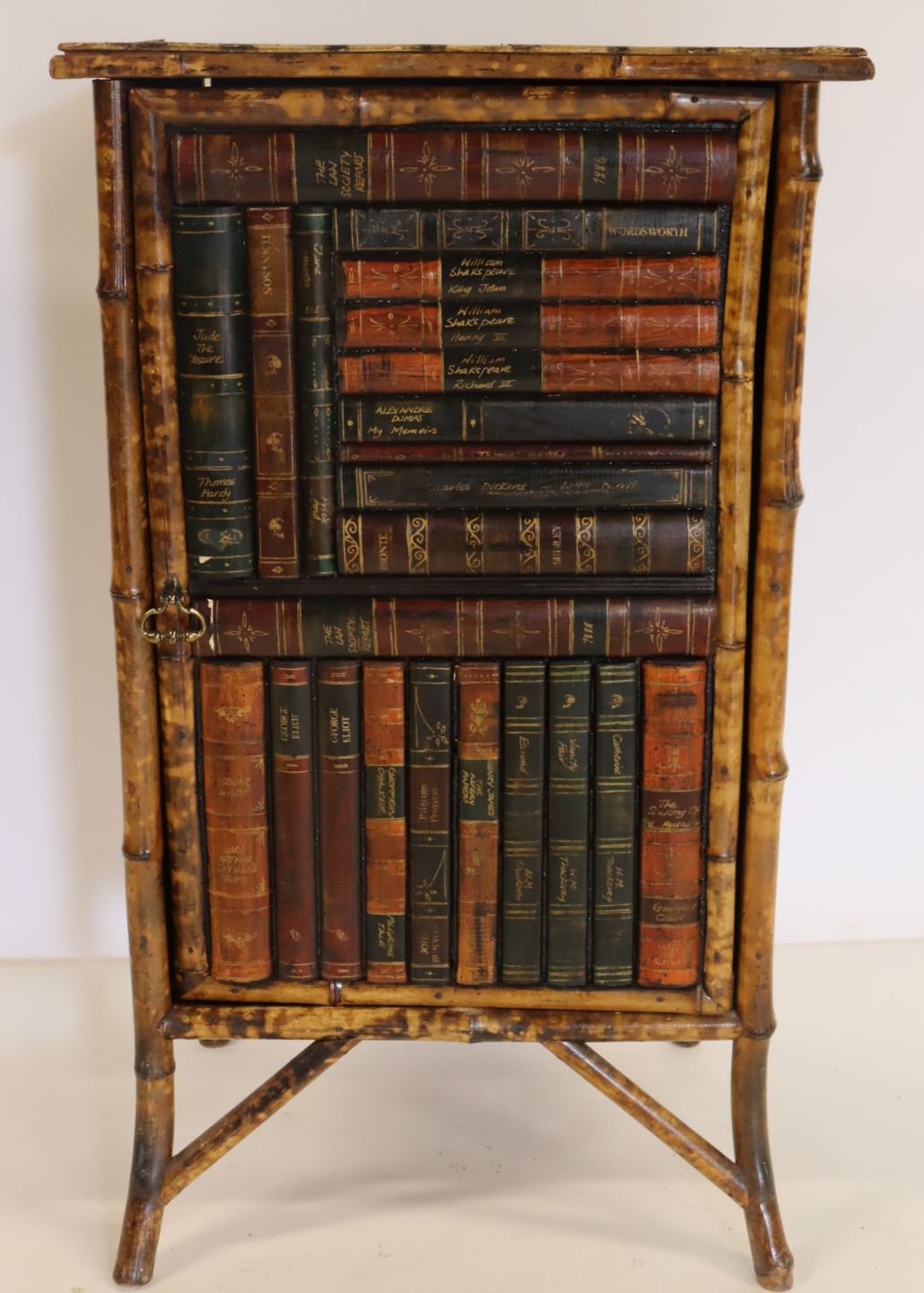 ANTIQUE BAMBOO CABINET WITH FAUX 3b7831