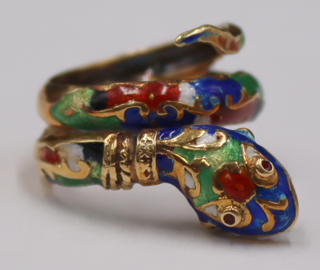 JEWELRY. SIGNED 14KT GOLD AND ENAMEL