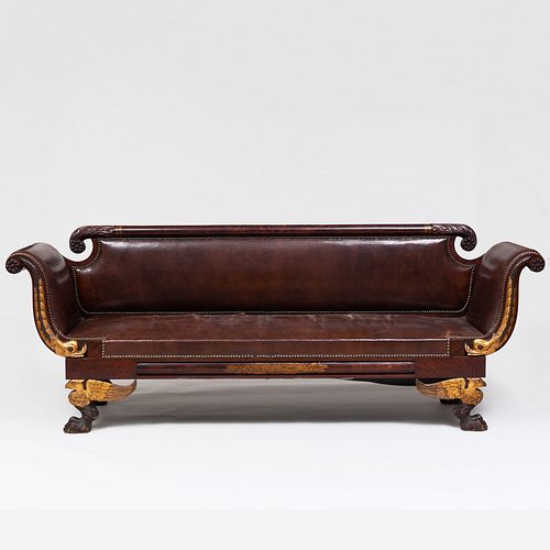 CLASSICAL CARVED MAHOGANY AND PARCEL-GILT