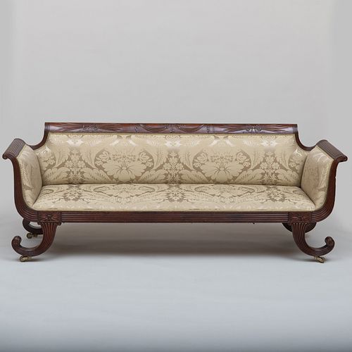 FEDERAL MAHOGANY SETTEE, NEW YORKUpholstered