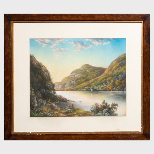 AMERICAN SCHOOL RIVER LANDSCAPEPastel 3b7972