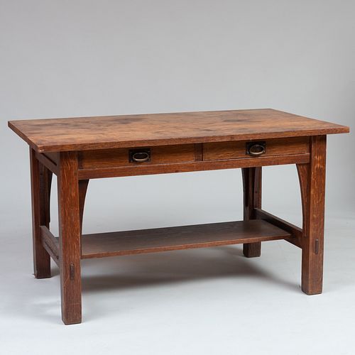 GUSTAV STICKLEY OAK LIBRARY TABLE  3b798b