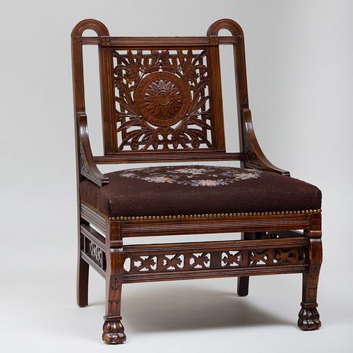 AESTHETIC MOVEMENT CARVED MAHOGANY