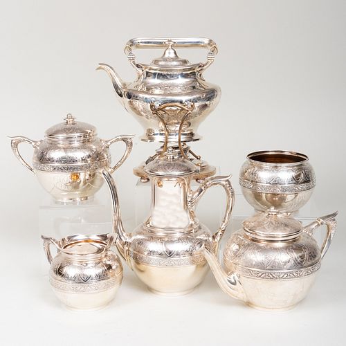 EARLY GORHAM FIVE PIECE TEA AND 3b79a2