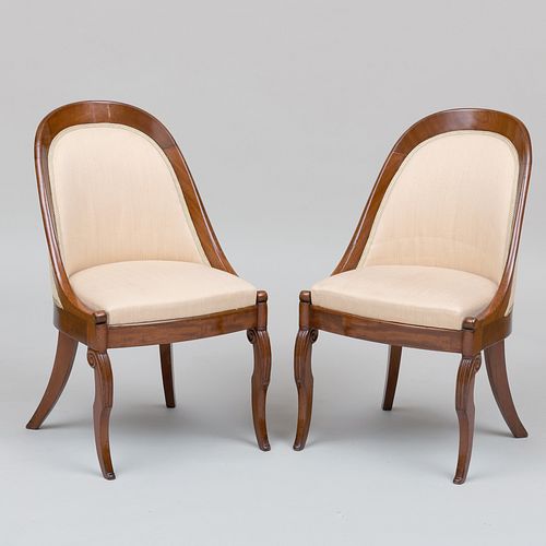 PAIR OF MAHOGANY CHILD'S GONDOLE