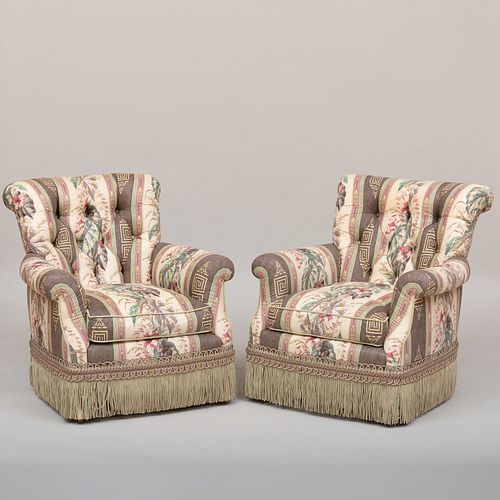 PAIR OF COTTON TUFTED UPHOLSTERED 3b79c2