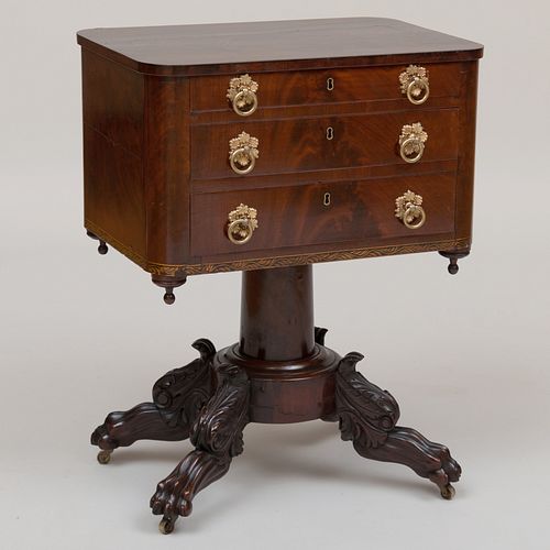 CLASSICAL CARVED MAHOGANY AND STENCILED 3b79c3