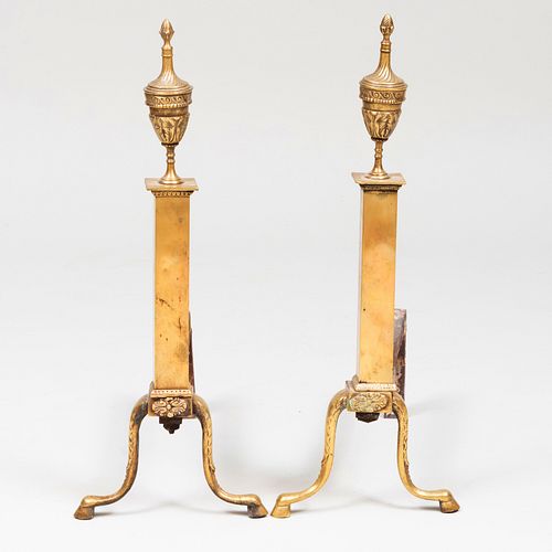 PAIR OF FEDERAL STYLE BRASS ANDIRONS23 3b79e2