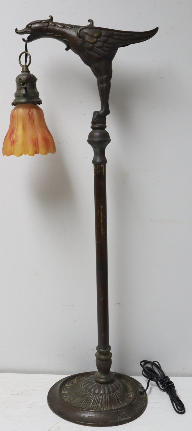 ANTIQUE BRONZE BIRD FLOOR LAMP.