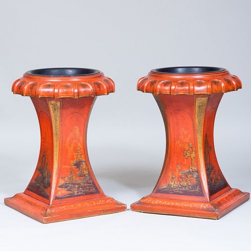 PAIR OF SCARLET AND GILT JAPANNED 3b7af8