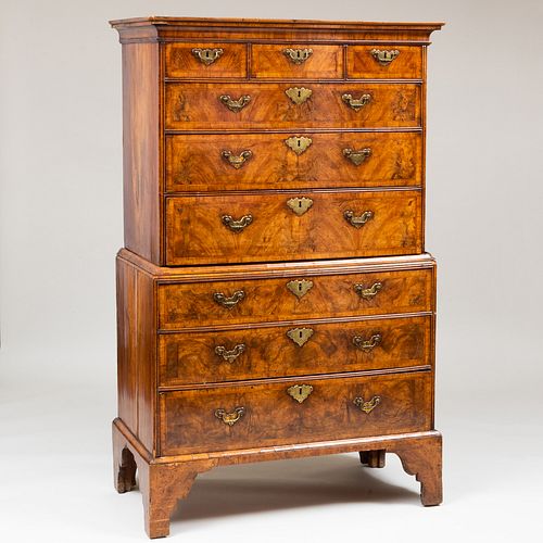 GEORGE II INLAID WALNUT CHEST ON CHESTIn 3b7b06