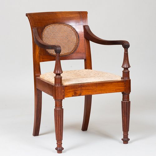 ANGLO INDIAN TEAK AND CANED ARMCHAIR31 3b7b34