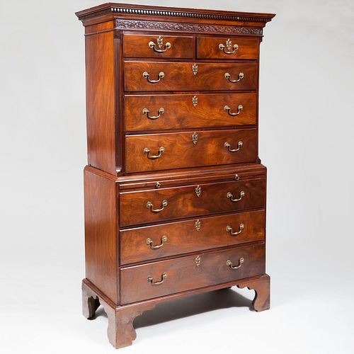 GEORGE III MAHOGANY CHEST ON CHEST6 3b7b43