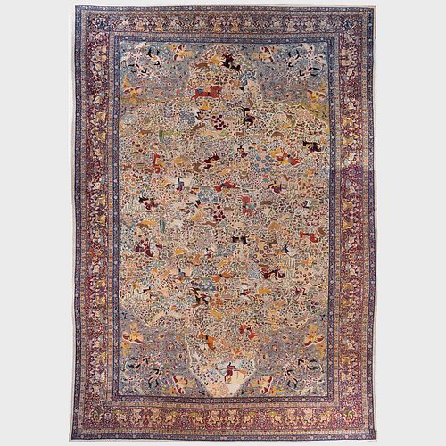 FINE PERSIAN TABRIZ FIGURAL CARPET22 3b7b54