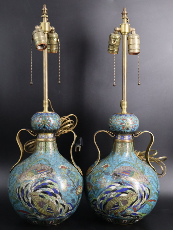 PAIR OF CHINESE CLOISONNE DOUBLE
