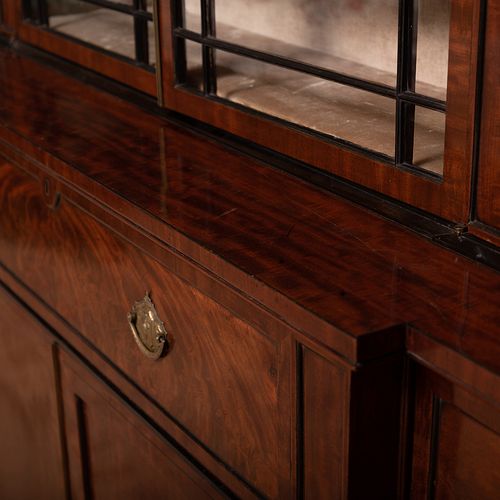 REGENCY INLAID MAHOGANY BREAKFRONT SECRETARY