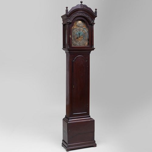 GEORGE III CARVED MAHOGANY CLOCK  3b7c3a