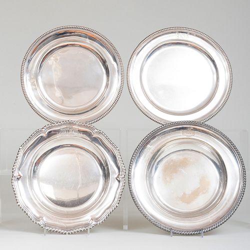 GEORGE III SILVER DISH AND THREE