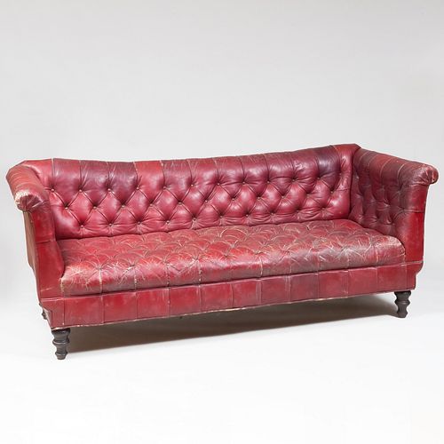 EDWARDIAN TUFTED LEATHER AND MAHOGANY 3b7c95