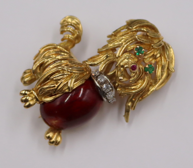 JEWELRY. 18KT GOLD, ENAMEL, GEM