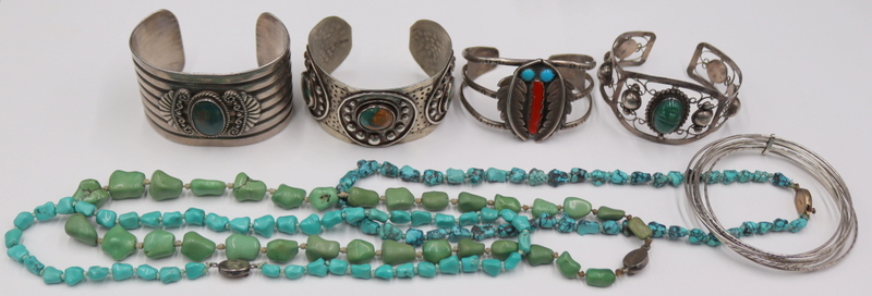 JEWELRY. ASSORTED SW AND TURQUOISE JEWELRY.