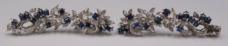 JEWELRY. PAIR OF SAPPHIRE AND DIAMOND