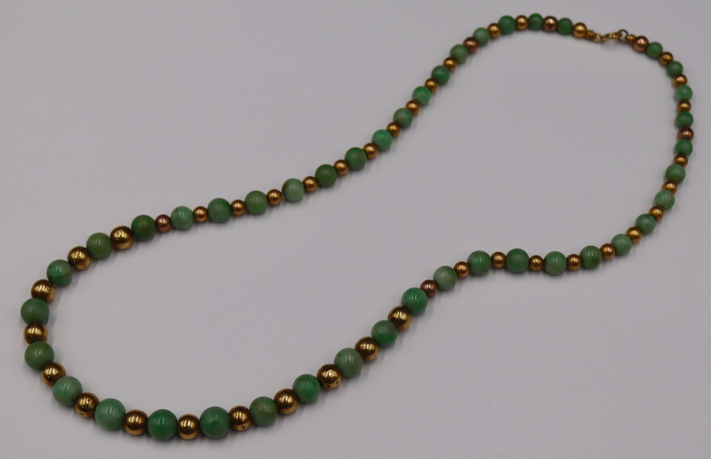 JEWELRY GRADUATED JADE AND GOLD TONE 3b7d46