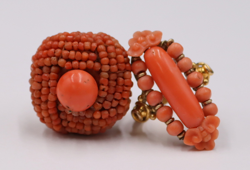 JEWELRY 2 14KT GOLD AND CORAL 3b7d47