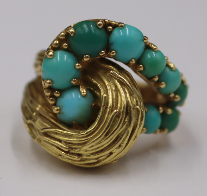 JEWELRY SIGNED 18KT GOLD AND TURQUOISE 3b7d58