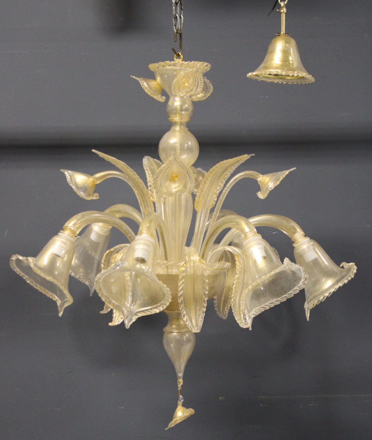 VENETIAN GLASS SIX LIGHT GOLD FLECKED